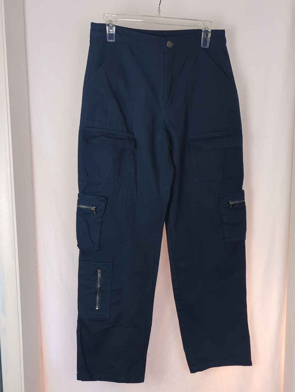 ANGEL KISS Women's Dark Navy Blue 100% Cotton Cargo Pants